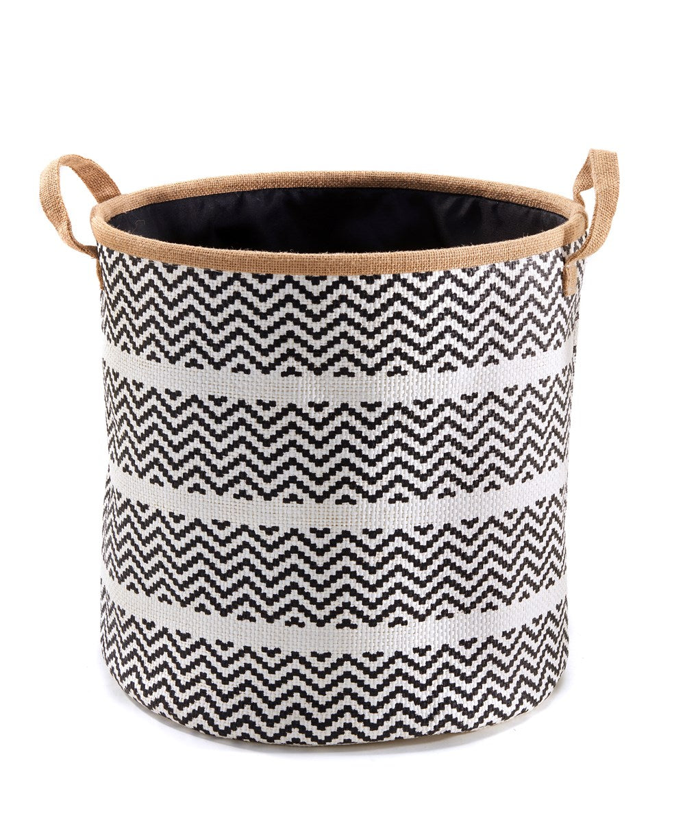 Design Tall Basket w/Handles - Black & Cream