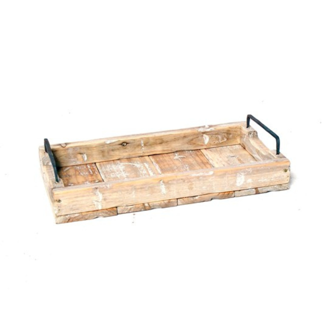 RECTANGLE WOODEN TRAY W/HANDLES