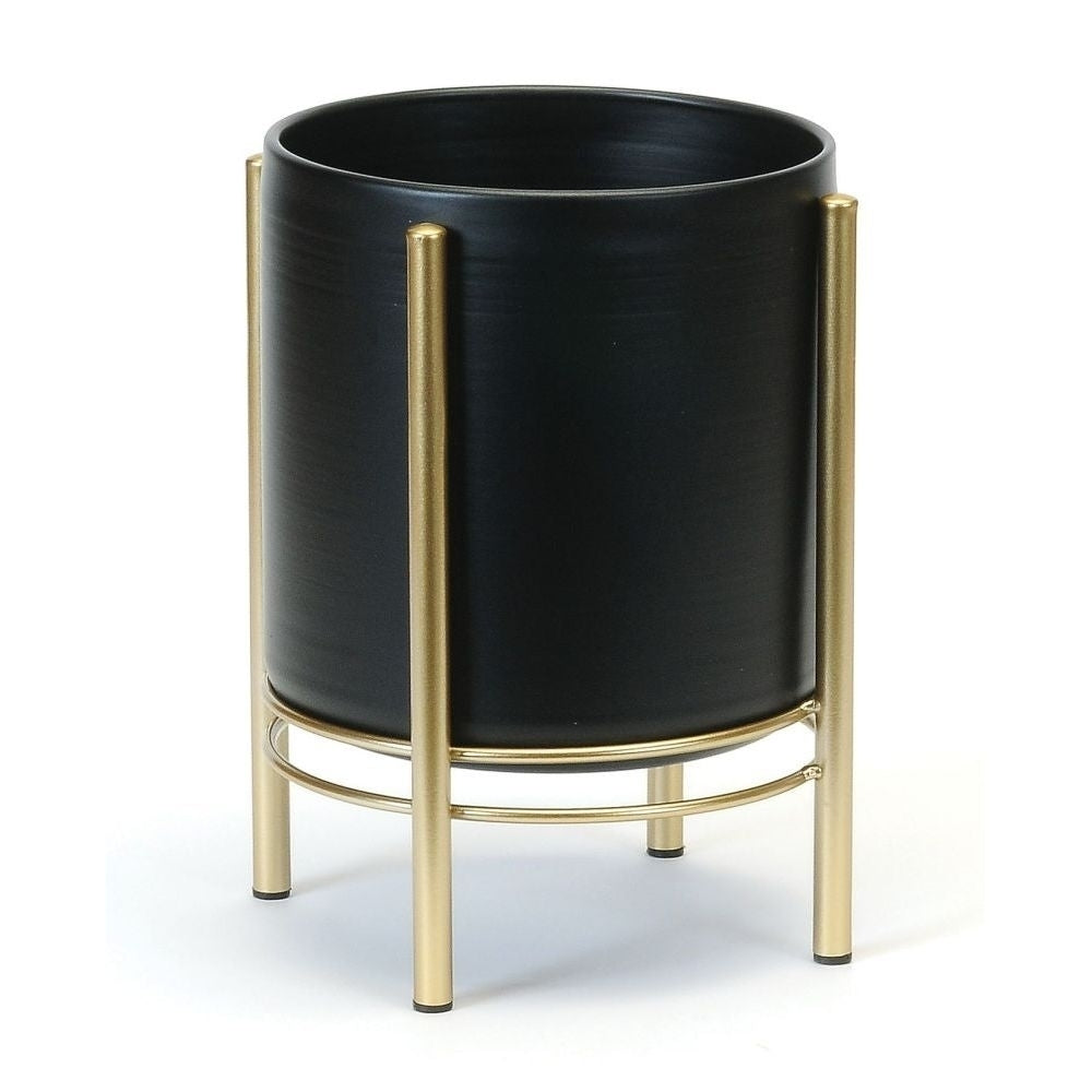 FLOOR PLANTER SMALL BLK/GOLD