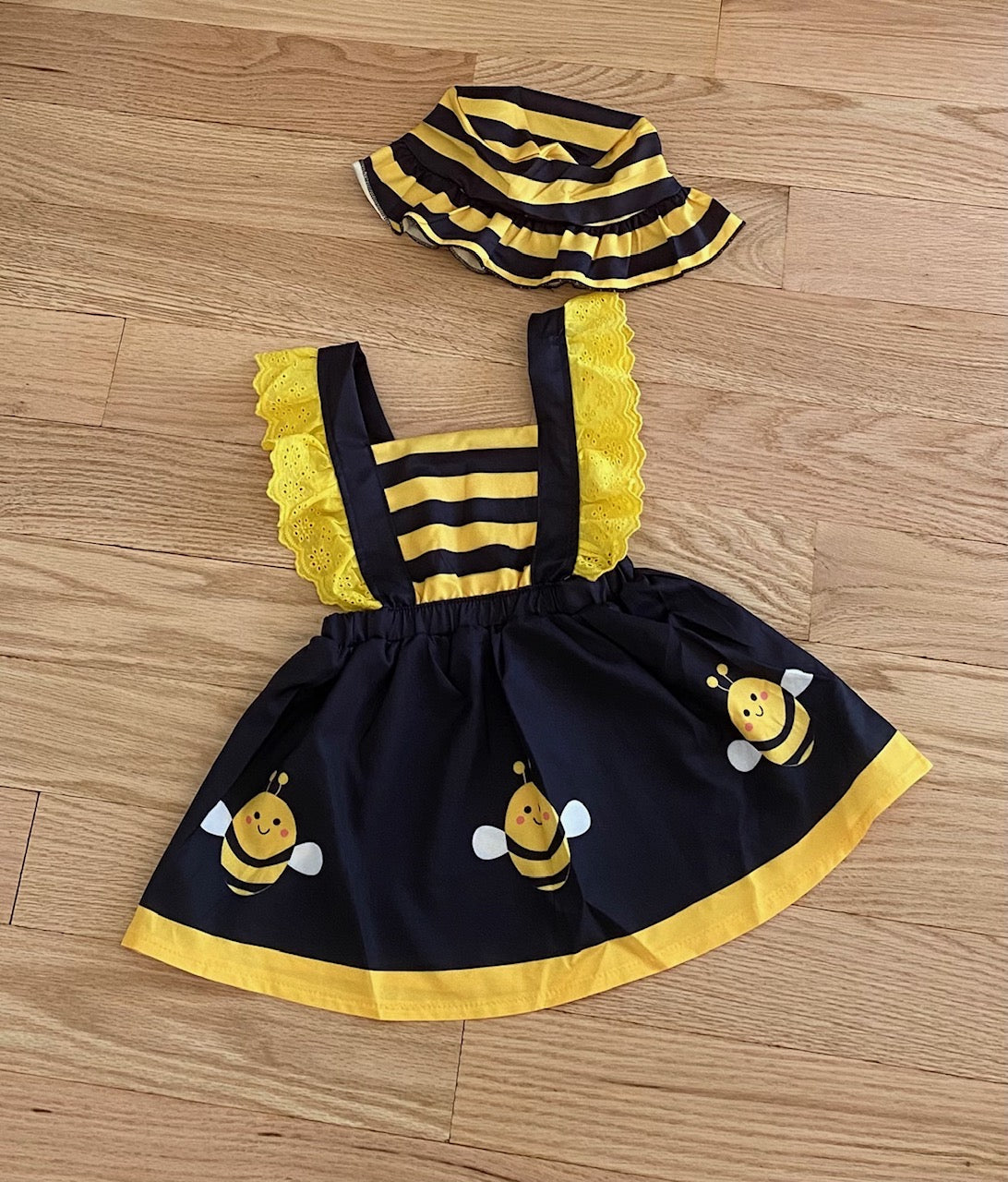 Dress sleeveless Bee Print with Hat