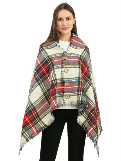 Shawl Plaid with Buttons
