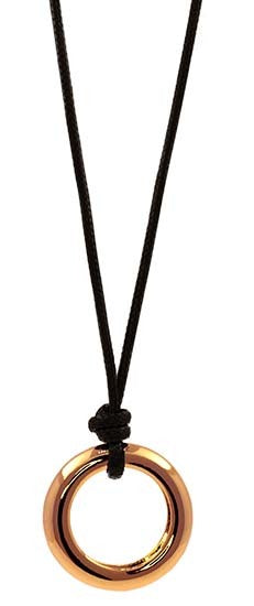 Necklace Long O on Black Wax Cotton Chain