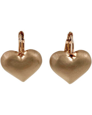 Brushed Rosegold Heart Earring w/ French Hook Closure