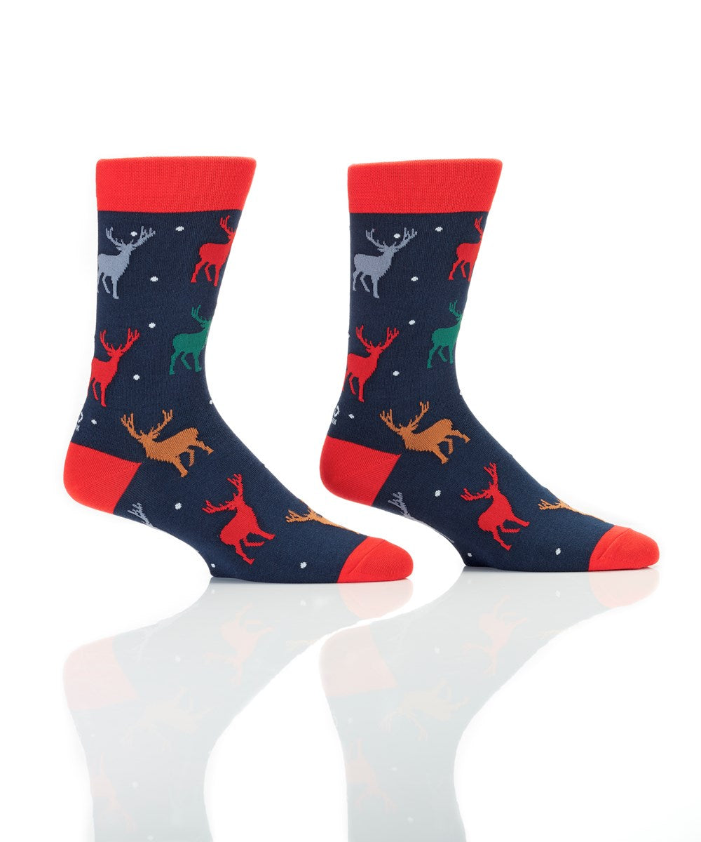 Men's Crew Sock, Holiday Deer