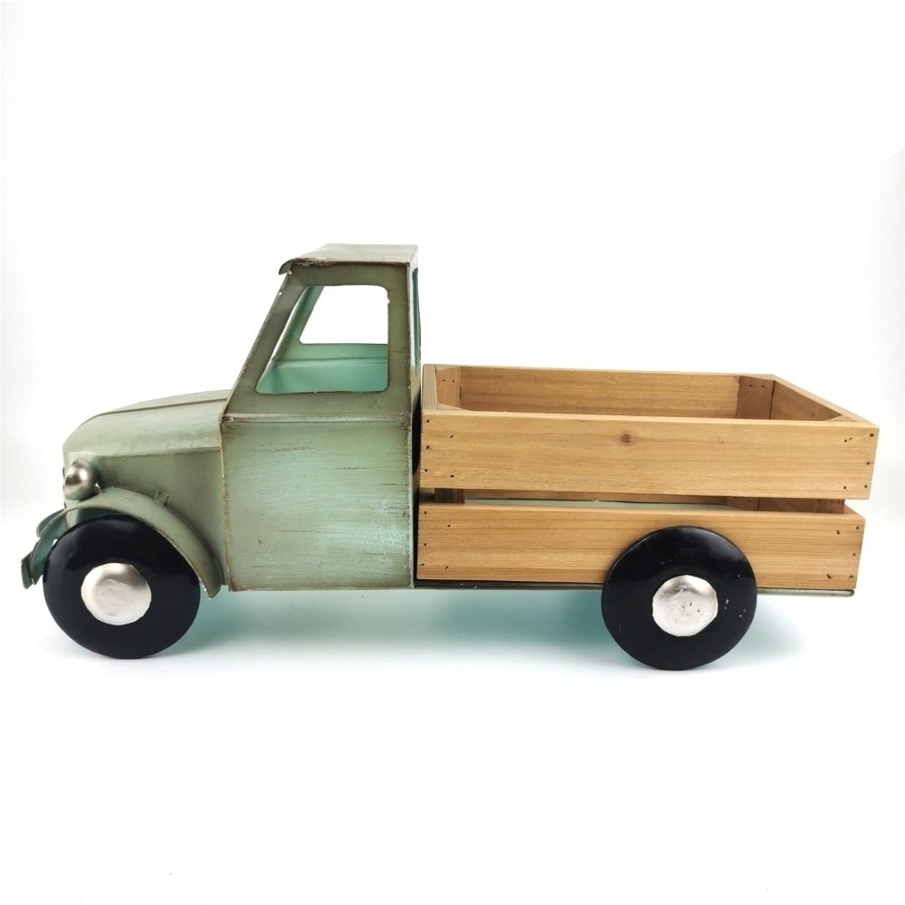 GREEN METAL AND WOOD TRUCK