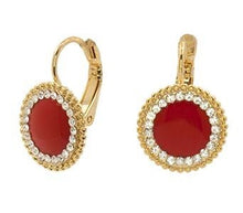 Load image into Gallery viewer, Red Epoxy CZ Euro Back Tasteful Earrings
