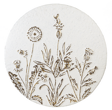 Load image into Gallery viewer, White &amp; Gold Round Embossed Wild Flower Wall Decor
