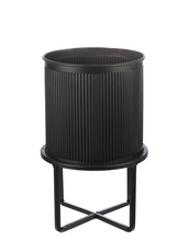 Load image into Gallery viewer, Ribbed Black Mini Planter on Stand (3 sizes)
