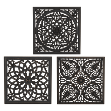 Load image into Gallery viewer, Black Carved Medallion Wall Decor
